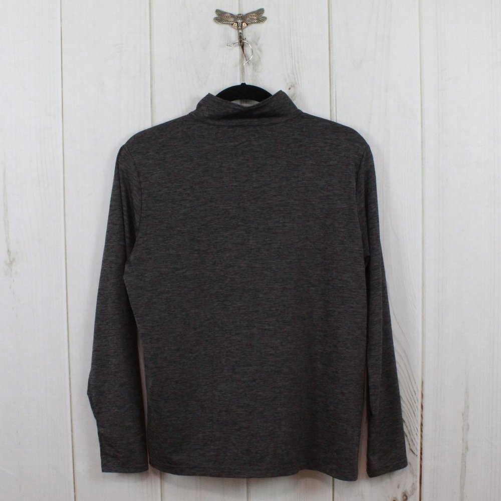 Reebok Gray Quarter Zip Mock Neck Long Sleeve Thumb Hole Pullover Shirt Size L - Picture 9 of 10